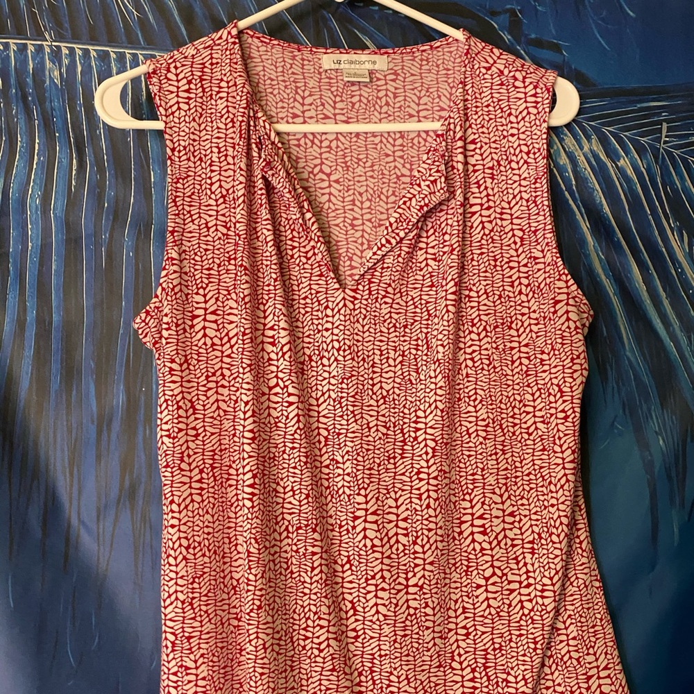 Liz Claiborne dark pink and white top